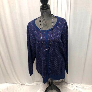 Jessica London Cardigan Womens Size 22 - 24 Blue Purple Button Up Sweater